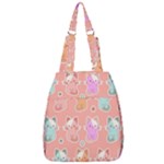 Cute Kawaii Kittens Seamless Pattern Center Zip Backpack