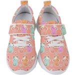 Cute Kawaii Kittens Seamless Pattern Kids  Velcro Strap Shoes
