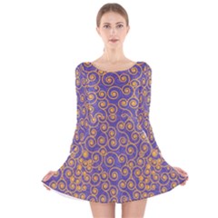 Spiral Patter Seamless Tile Long Sleeve Velvet Skater Dress