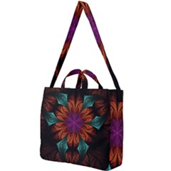 Fractal Flower Fantasy Floral Square Shoulder Tote Bag by Wegoenart