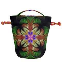 Fractal Abstract Flower Floral Drawstring Bucket Bag by Wegoenart