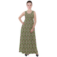 Background Green Ornamental Pattern Empire Waist Velour Maxi Dress