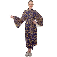 Spiral Pattern Texture Fractal Maxi Velour Kimono by Wegoenart