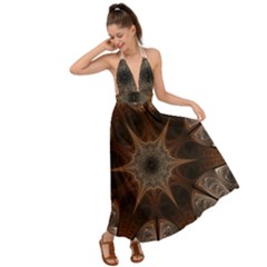 Fractal Abstract Star Pattern Backless Maxi Beach Dress by Wegoenart