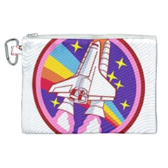 Pink Rainbow Rocket Canvas Cosmetic Bag (xl) by Wegoenart