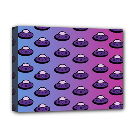 Ufo Alien Pattern Deluxe Canvas 16  X 12  (stretched)  by Wegoenart