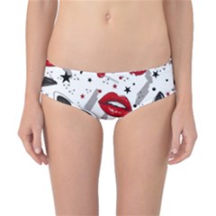 Red Lips Black Heels Pattern Classic Bikini Bottoms by Nexatart