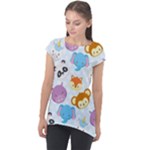 Animal Faces Collection Cap Sleeve High Low Top