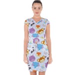 Animal Faces Collection Capsleeve Drawstring Dress 