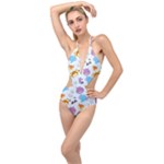 Animal Faces Collection Plunging Cut Out Swimsuit