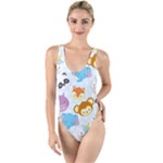Animal Faces Collection High Leg Strappy Swimsuit
