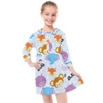 Animal Faces Collection Kids  Quarter Sleeve Shirt Dress