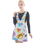 Animal Faces Collection Plunge Pinafore Velour Dress