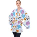 Animal Faces Collection Long Sleeve Velvet Kimono 