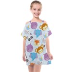 Animal Faces Collection Kids  One Piece Chiffon Dress
