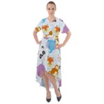 Animal Faces Collection Front Wrap High Low Dress