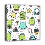 Seamless Pattern With Funny Monsters Cartoon Hand Drawn Characters Colorful Unusual Creatures Mini Canvas 8  x 8  (Stretched)