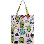 Seamless Pattern With Funny Monsters Cartoon Hand Drawn Characters Colorful Unusual Creatures Zipper Classic Tote Bag