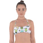 Seamless Pattern With Funny Monsters Cartoon Hand Drawn Characters Colorful Unusual Creatures Halter Bandeau Bikini Top