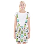 Seamless Pattern With Funny Monsters Cartoon Hand Drawn Characters Colorful Unusual Creatures Braces Suspender Skirt