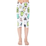 Seamless Pattern With Funny Monsters Cartoon Hand Drawn Characters Colorful Unusual Creatures Kids  Capri Leggings 
