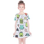 Seamless Pattern With Funny Monsters Cartoon Hand Drawn Characters Colorful Unusual Creatures Kids  Simple Cotton Dress