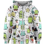 Seamless Pattern With Funny Monsters Cartoon Hand Drawn Characters Colorful Unusual Creatures Kids  Zipper Hoodie Without Drawstring