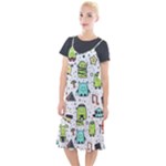 Seamless Pattern With Funny Monsters Cartoon Hand Drawn Characters Colorful Unusual Creatures Camis Fishtail Dress