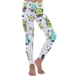Seamless Pattern With Funny Monsters Cartoon Hand Drawn Characters Colorful Unusual Creatures Kids  Lightweight Velour Classic Yoga Leggings