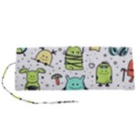 Seamless Pattern With Funny Monsters Cartoon Hand Drawn Characters Colorful Unusual Creatures Roll Up Canvas Pencil Holder (S)