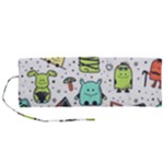 Seamless Pattern With Funny Monsters Cartoon Hand Drawn Characters Colorful Unusual Creatures Roll Up Canvas Pencil Holder (M)