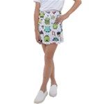 Seamless Pattern With Funny Monsters Cartoon Hand Drawn Characters Colorful Unusual Creatures Kids  Tennis Skirt