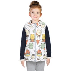 Funny Seamless Pattern With Cartoon Monsters Personage Colorful Hand Drawn Characters Unusual Creatu Kids  Hooded Puffer Vest by Nexatart
