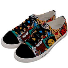 Abstract Grunge Urban Pattern With Monster Character Super Drawing Graffiti Style Men s Low Top Canvas Sneakers by Nexatart