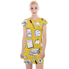 Pattern With Basketball Apple Paint Back School Illustration Cap Sleeve Bodycon Dress by Nexatart