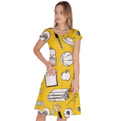 Pattern With Basketball Apple Paint Back School Illustration Classic Short Sleeve Dress by Nexatart