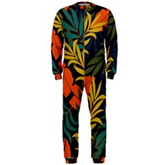 Fashionable Seamless Tropical Pattern With Bright Green Blue Plants Leaves Onepiece Jumpsuit (men)  by Nexatart