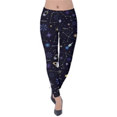 Starry Night  Space Constellations  Stars  Galaxy  Universe Graphic  Illustration Velvet Leggings