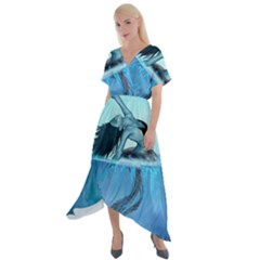 Wonderful Jellyfish Women Cross Front Sharkbite Hem Maxi Dress by FantasyWorld7