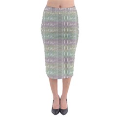 I Love Vintage Phrase Motif Striped Pattern Design Midi Pencil Skirt by dflcprintsclothing