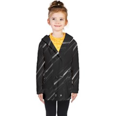 Minimalist Black Linear Abstract Print Kids  Double Breasted Button Coat by dflcprintsclothing