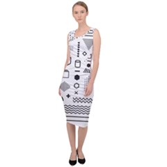 Pattern Hipster Abstract Form Geometric Line Variety Shapes Polkadots Fashion Style Seamless Sleeveless Pencil Dress by Vaneshart