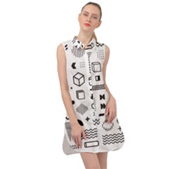 Pattern Hipster Abstract Form Geometric Line Variety Shapes Polkadots Fashion Style Seamless Sleeveless Shirt Dress by Vaneshart