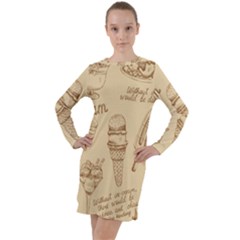 Ice Cream Vintage Pattern Long Sleeve Hoodie Dress by Vaneshart