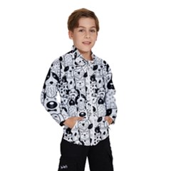 Seamless Pattern With Black White Doodle Dogs Kids  Windbreaker by Vaneshart