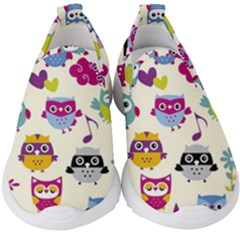 Funny Colorful Owls Kids  Slip On Sneakers by Vaneshart