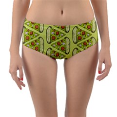 Pizza Fast Food Pattern Seamles Design Background Reversible Mid-waist Bikini Bottoms by Vaneshart