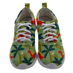 Cute Colorful Dinosaur Seamless Pattern Women Athletic Shoes by Vaneshart