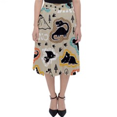 Seamless Pattern With Dinosaurs Silhouette Classic Midi Skirt by Vaneshart