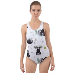 Cute Sloths Cut-out Back One Piece Swimsuit by Sobalvarro